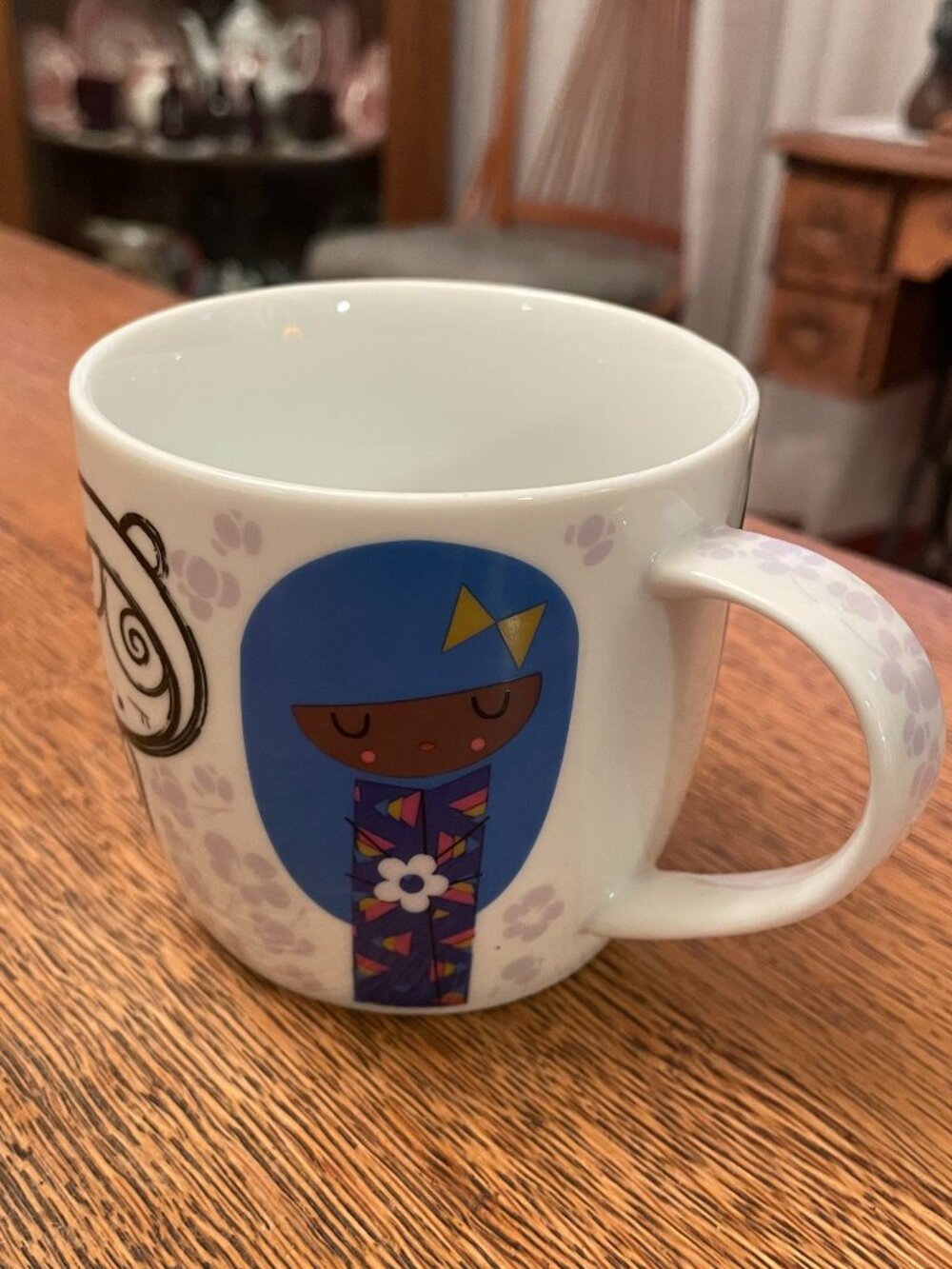 Paperchase Japanese Kokashi Doll Fine Porcelain Coffee Cup Mug 12 ounces